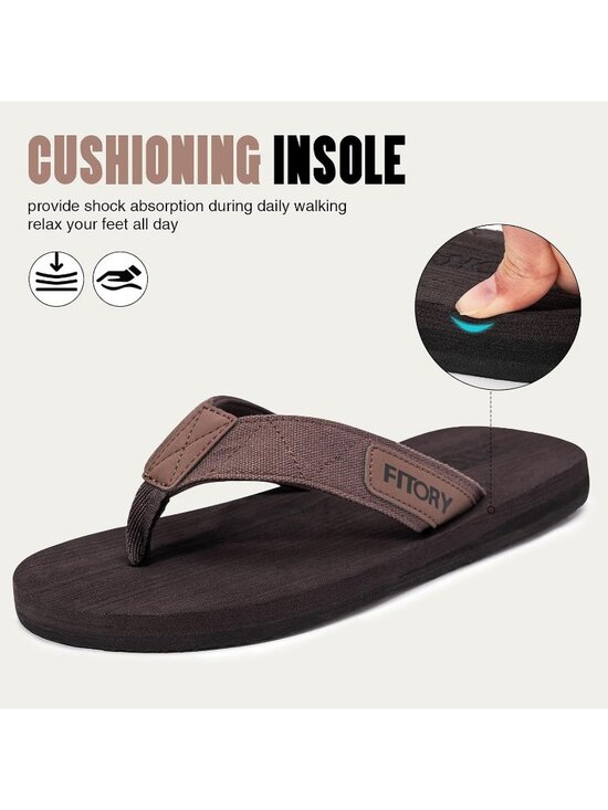 Men\'s Brown Flat Thongs Solid Comfort Split Toe Rubber Flip Flop Slipper Shoes main image 4